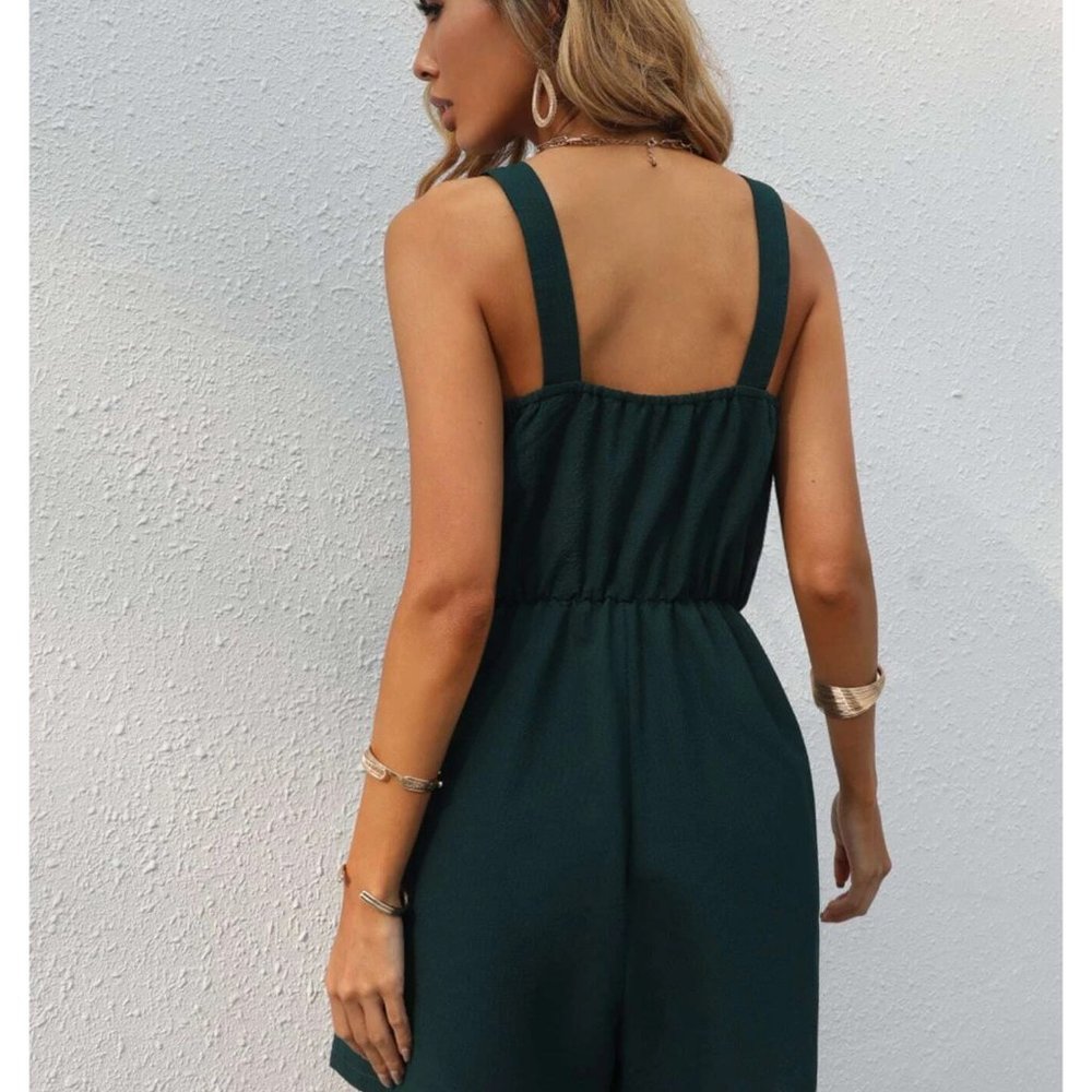 🤞 NEW!!  Size 4 Button Down Cami Romper in Dark Green - Picture 2 of 4